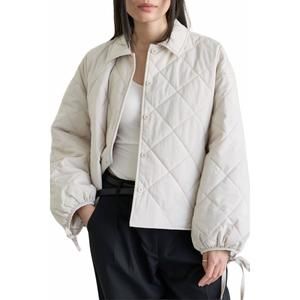 NEW MOD REF tie sleeve quilted long sleeve jacket in bone
